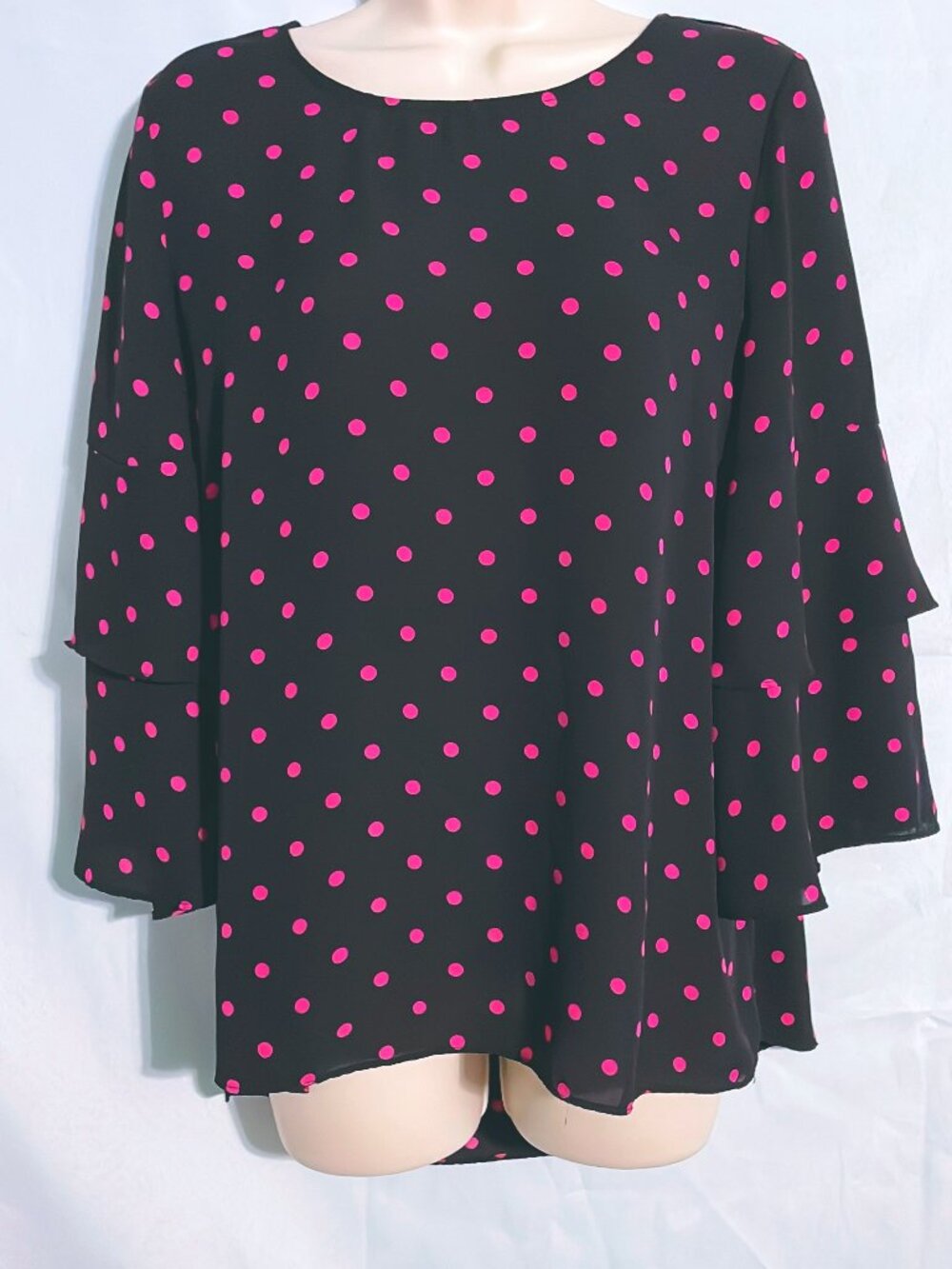 Cato Black & Purple Polka Dot Top Size S